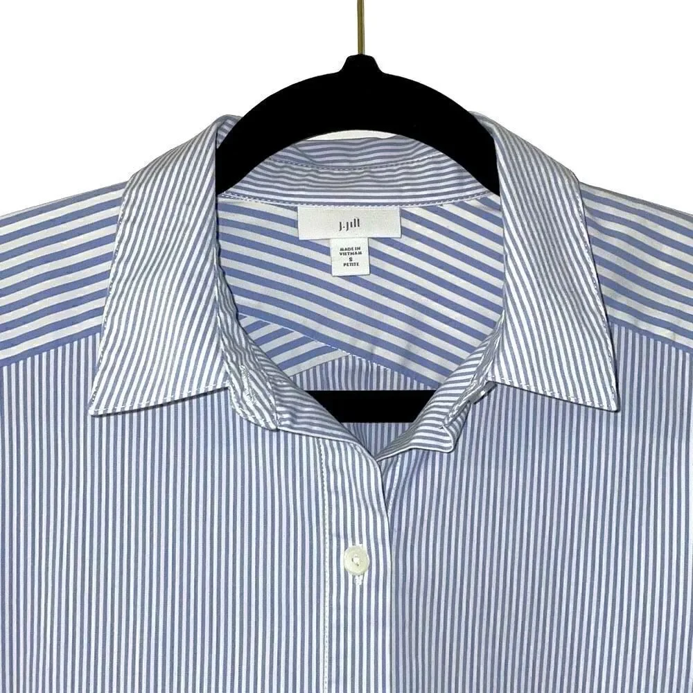 J.Jill striped blue and white classic shirt blouse size small petite